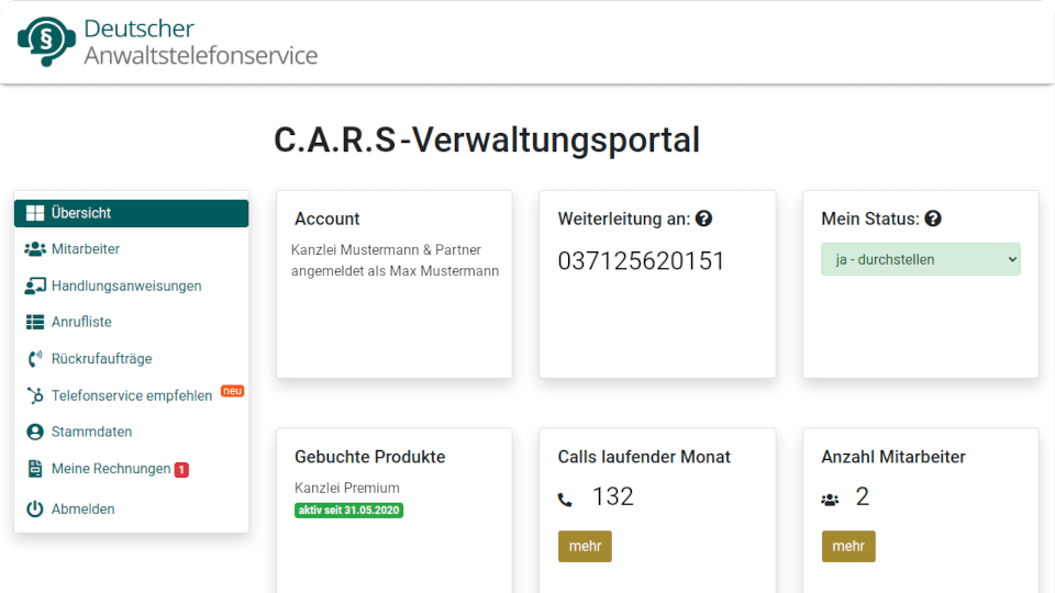 C.A.R.S Telefonservice-Portal